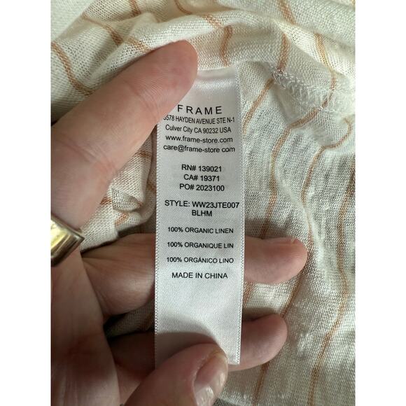 FRAME Stripe Organic Linen Pocket Top Size Medium - Picture 7 of 7
